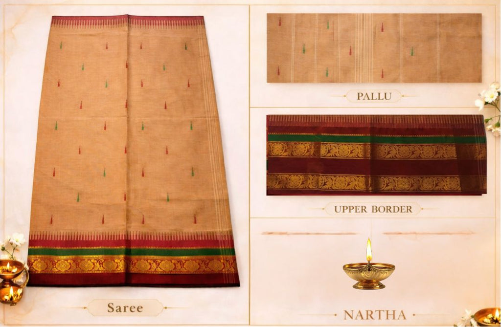 Suvarna Rekhini - NARTHA Fiesta Chettinad Cotton Saree