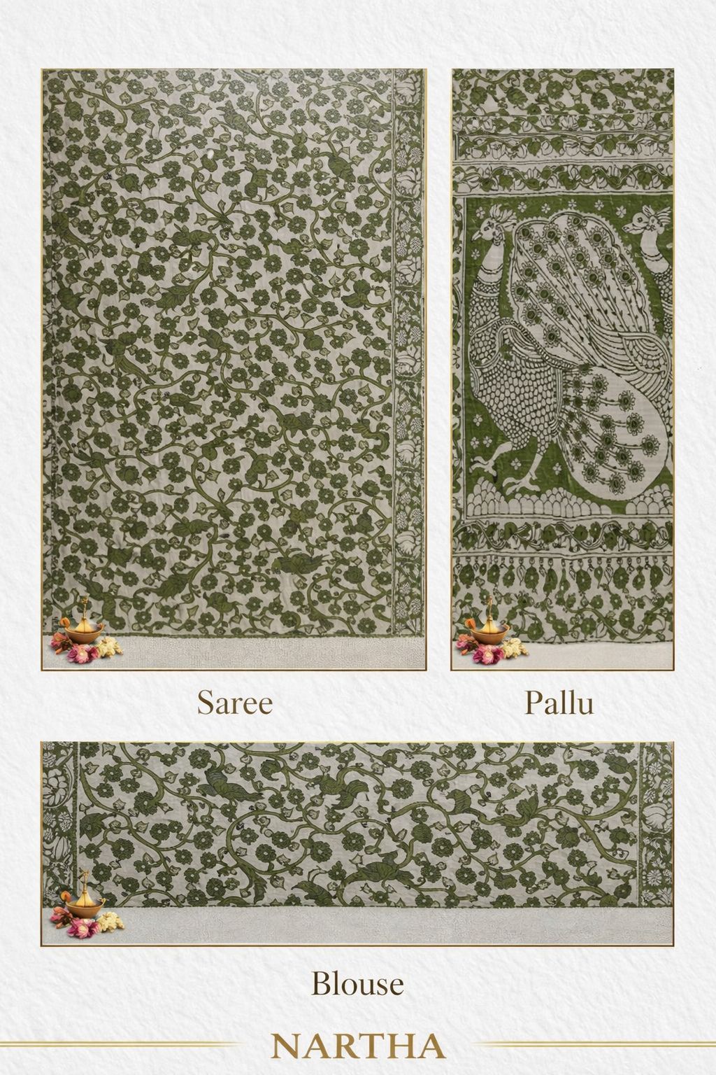 Haritha Mayura - Nartha - Kalamkari Saree