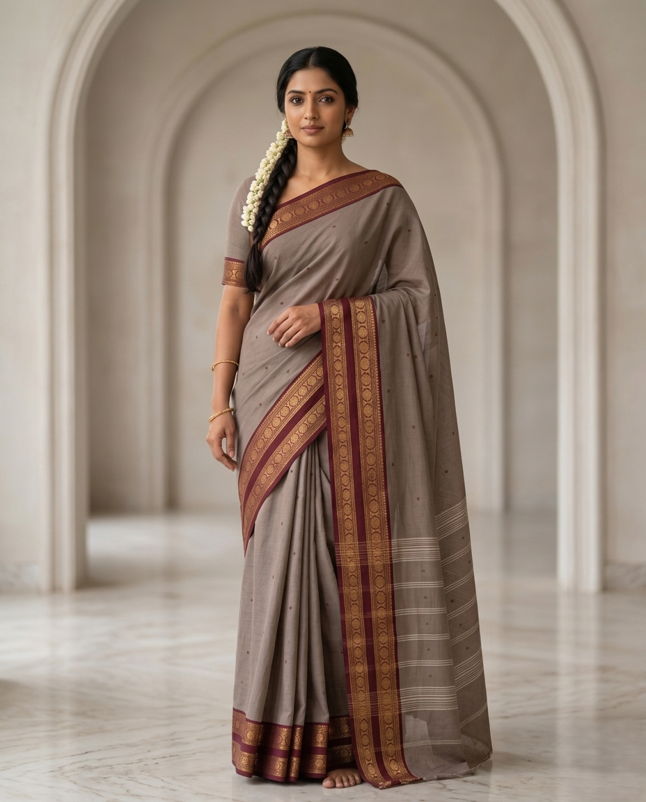 🪶 Kapila Saubhagya  NARTHA – Fiesta Collection  - Chettinadu Saree