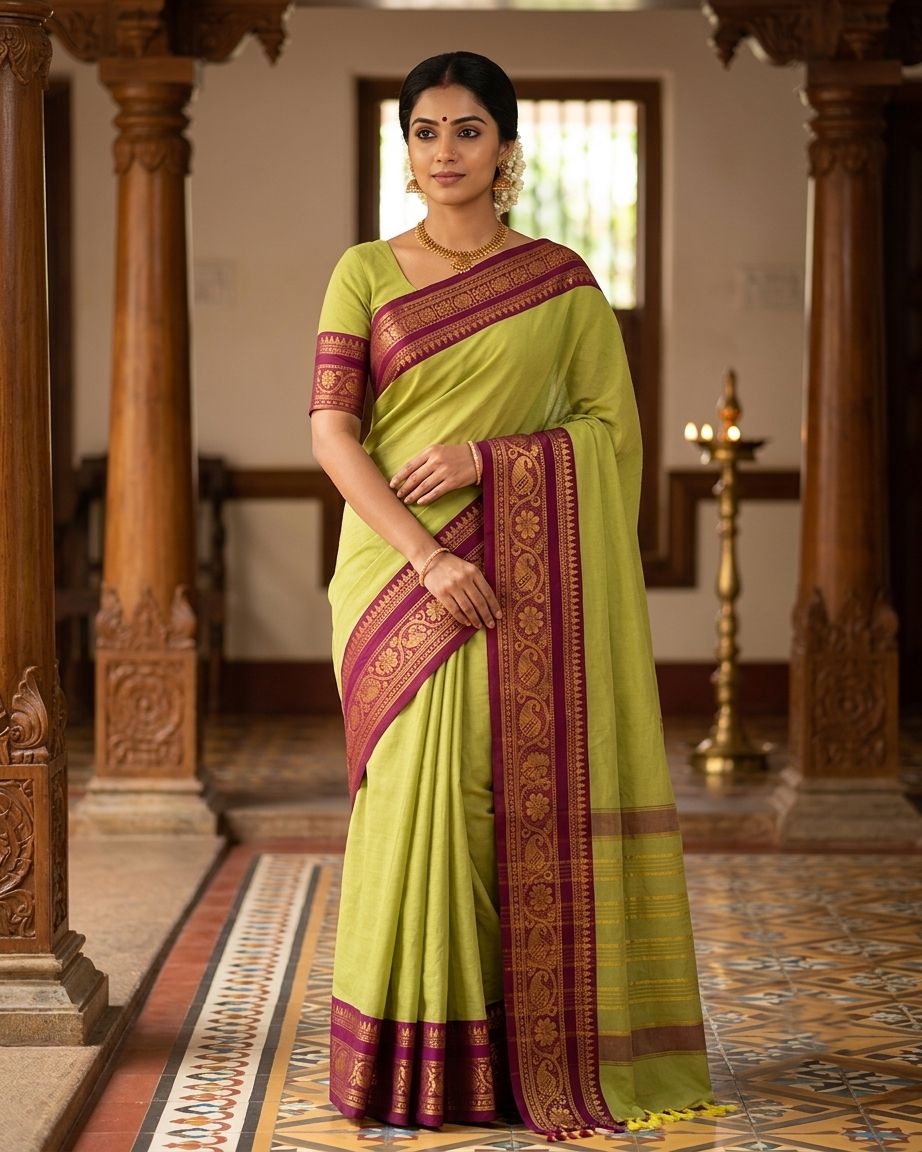 💚 Haritha Kokila  NARTHA Fiesta Collection – Madurai Chettinadu Cotton