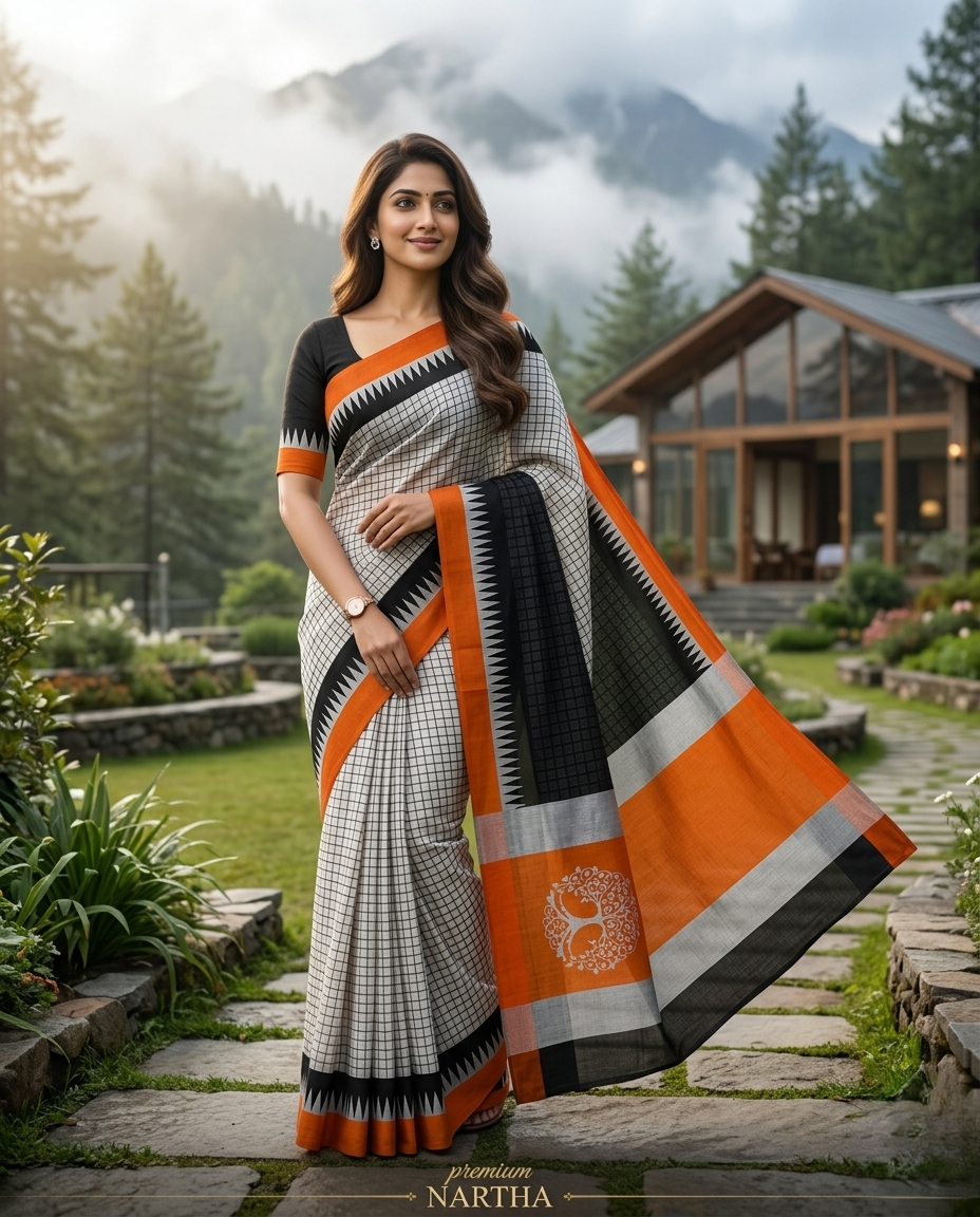 ✨ “Sandhya Rekha” ✨ - 🧡🖤 NARTHA – Feather Collection
