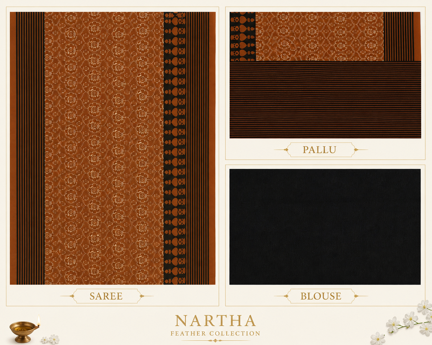 ✨ “Mrunaalini” ✨ - 🤎🖤 NARTHA – Feather Collection