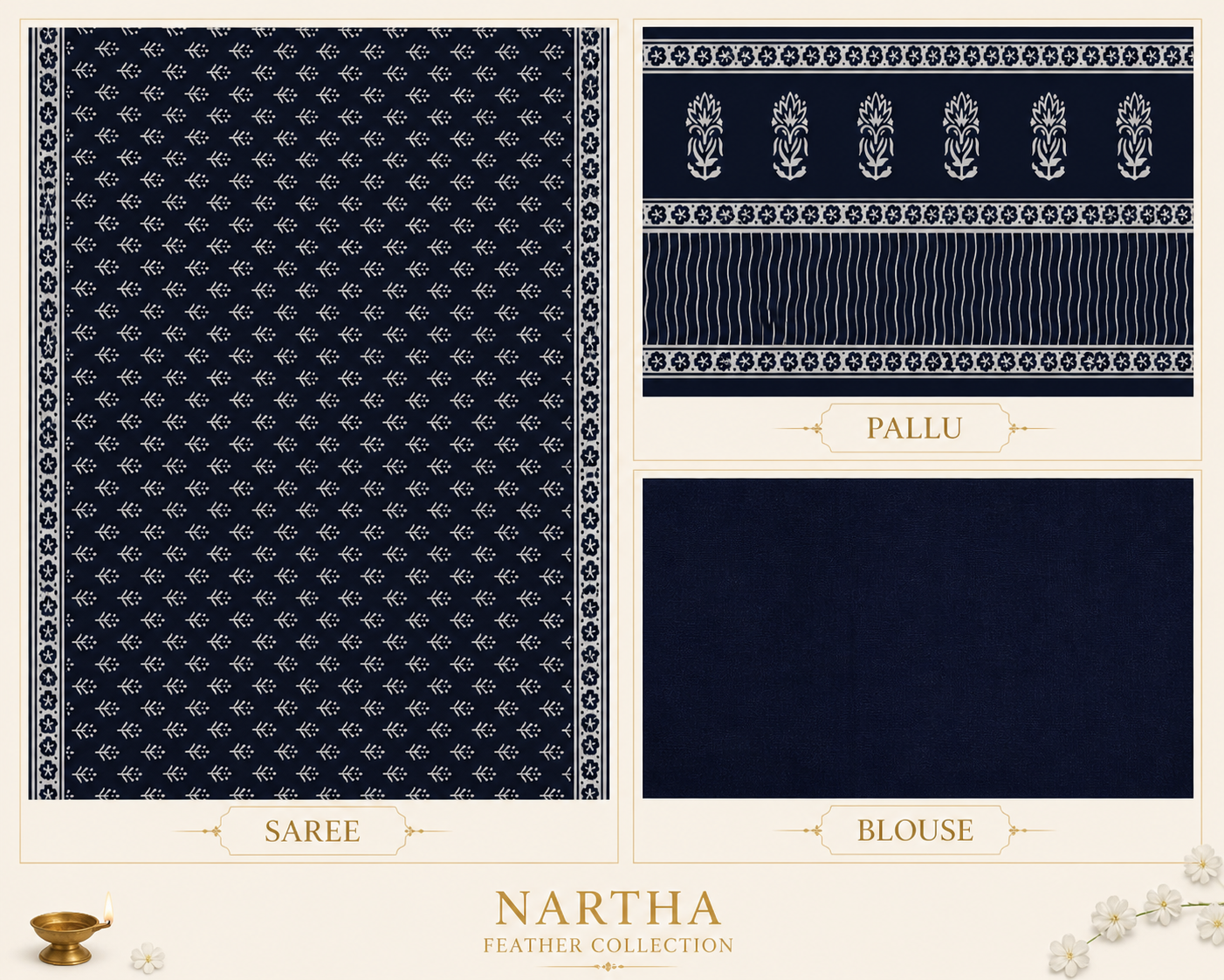 ✨ “Neela Kusuma” ✨ - 💙🤍 NARTHA – Feather Collection