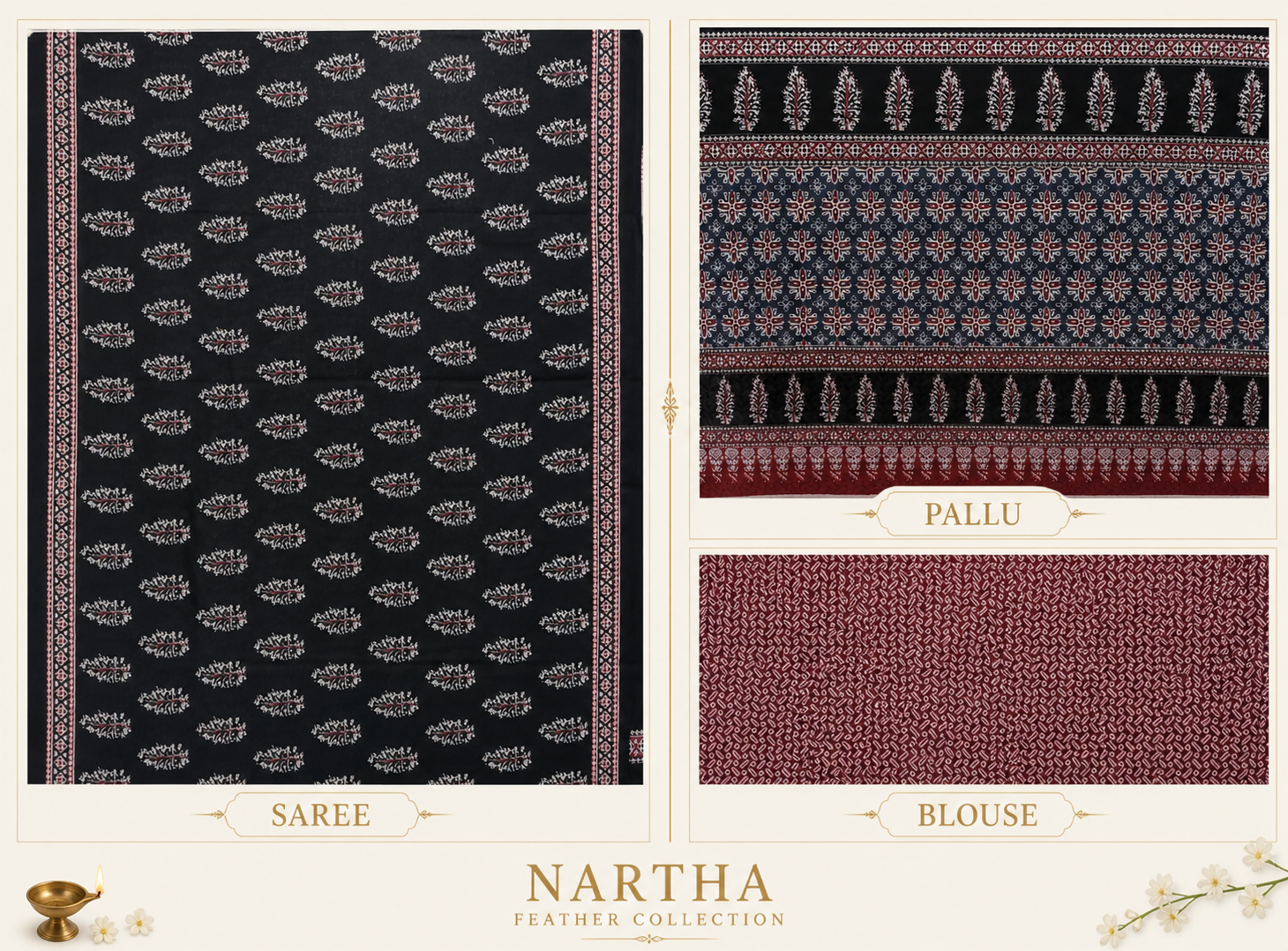 ✨ Nishitha Veni ✨ -  🖤🌙 NARTHA – Feather Collection