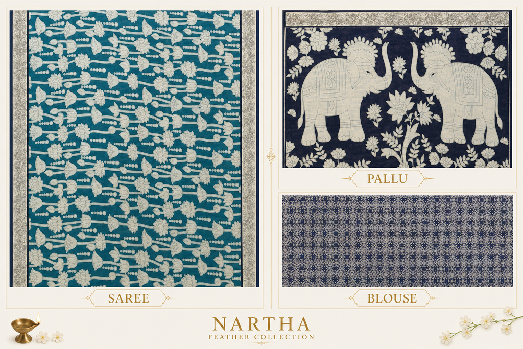 ✨ “Neela Gajamalika” ✨ - 💠🐘 NARTHA – Feather Collection