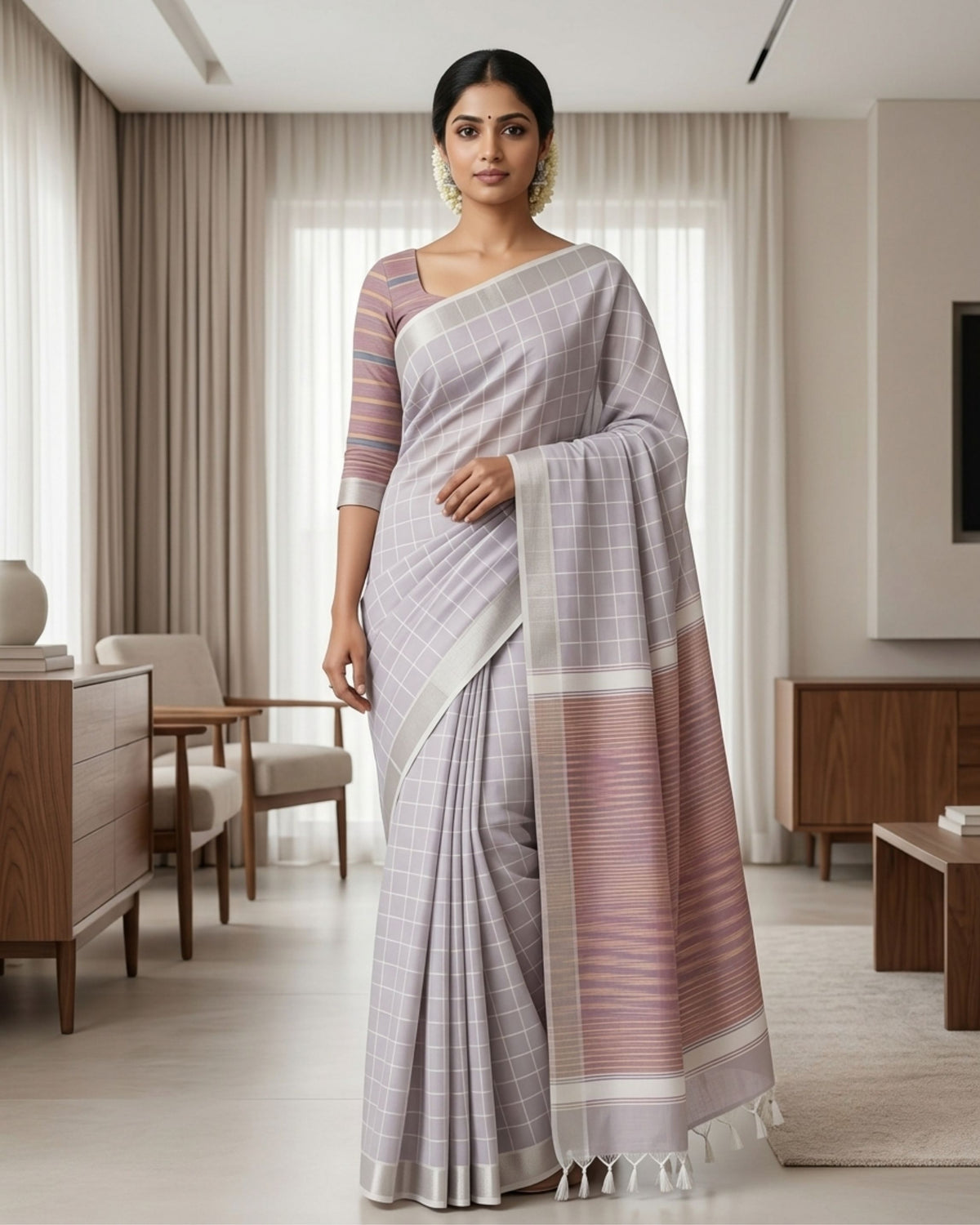 🩶💜✨HIMA LAVANYA - NARTHA – Feather Grace Collection Jute Cotton Saree