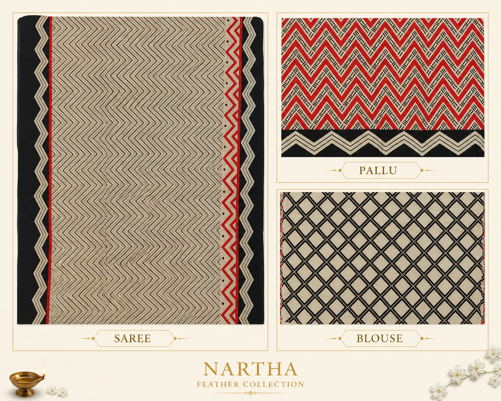 ✨ “Navya Tharangini” ✨ - 🖤❤️ NARTHA – Feather Collection