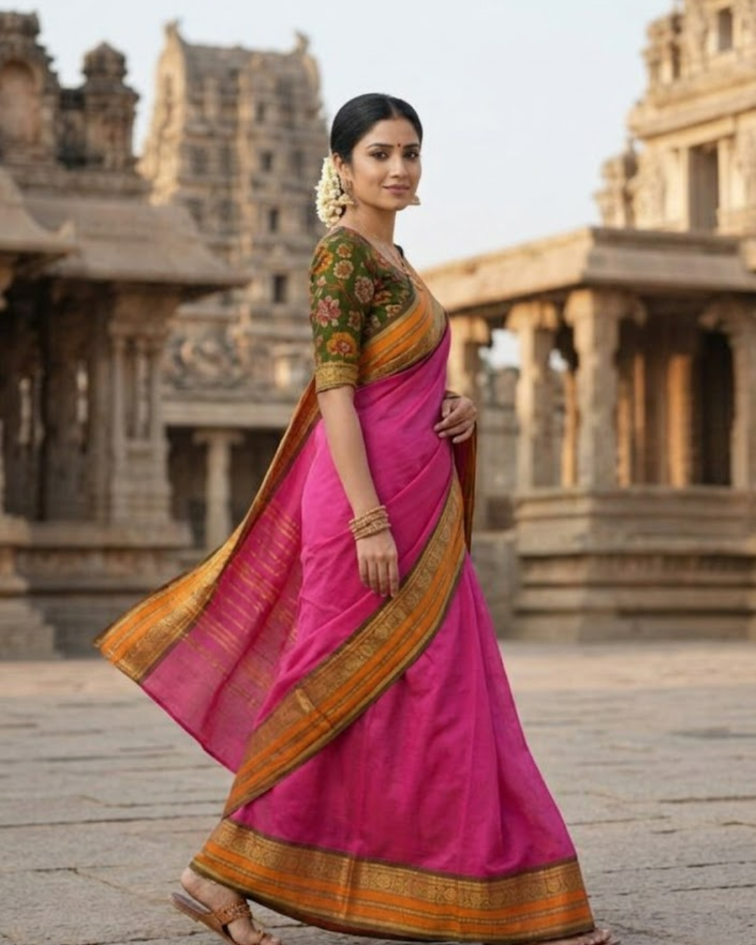 🌺  Aruna Vaibhavi - NARTHA – Chettinad  Saree