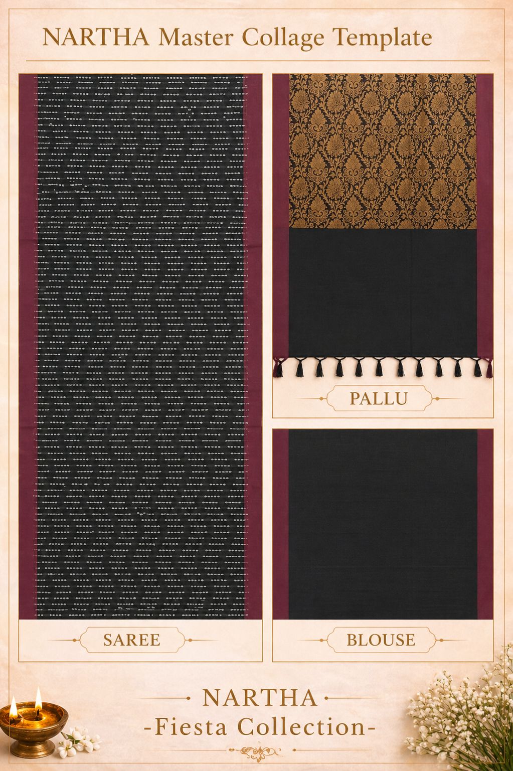 🖤 Rajasi Rekha  NARTHA – Fiesta Collection- Negamum Saree